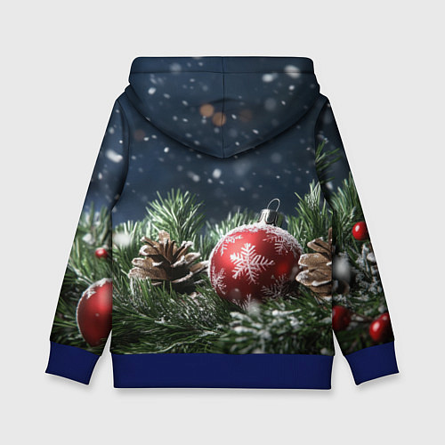 Детская толстовка Новогодний шар и шишка / 3D-Синий – фото 2