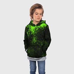 Толстовка-худи детская Зеленые брызги красок, цвет: 3D-меланж — фото 2