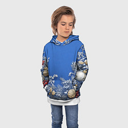 Толстовка-худи детская Новогодние веточки, цвет: 3D-белый — фото 2