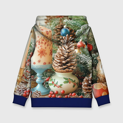 Детская толстовка Новогодняя атрибутика / 3D-Синий – фото 2