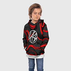 Толстовка-худи детская Stray kids - красные полосы, цвет: 3D-белый — фото 2