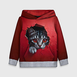 Толстовка-худи детская Выглядывающий котик, цвет: 3D-меланж