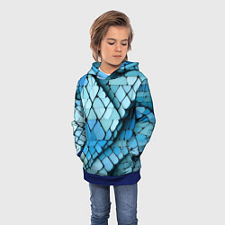 Толстовка-худи детская Синие рельефные плитки, цвет: 3D-синий — фото 2