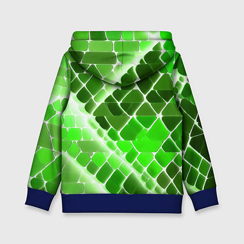Детская толстовка Зелёные рельефные плитки и белое свечение / 3D-Синий – фото 2