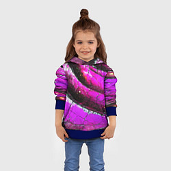 Толстовка-худи детская Розовая волнистая абстракция, цвет: 3D-синий — фото 2