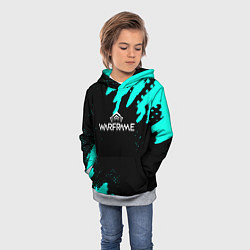 Толстовка-худи детская Warframe краски голубые, цвет: 3D-меланж — фото 2