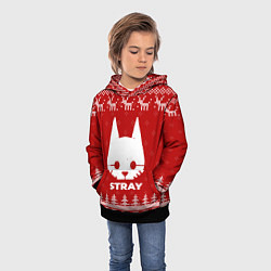 Толстовка-худи детская Новогодний Stray с оленями, цвет: 3D-черный — фото 2