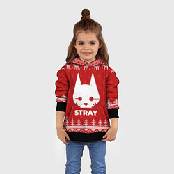 Толстовка-худи детская Новогодний Stray с оленями, цвет: 3D-черный — фото 2