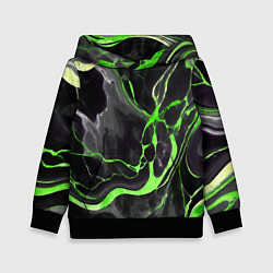 Толстовка-худи детская Зелёно-чёрный мрамор, цвет: 3D-черный
