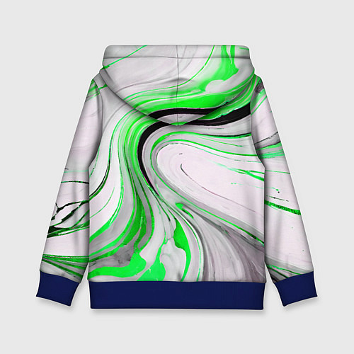 Детская толстовка Волнистые чёрно-зелёные линии на белом фоне / 3D-Синий – фото 2