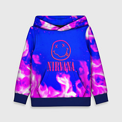 Толстовка-худи детская Nirvana neon flame, цвет: 3D-синий