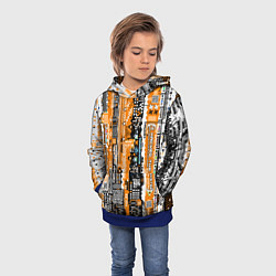 Толстовка-худи детская Киберпанк паттерн жёлтый, цвет: 3D-синий — фото 2