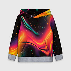 Толстовка-худи детская Жидкая пленка в блестках - нейросеть, цвет: 3D-меланж