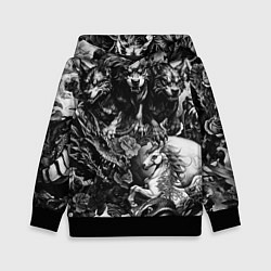 Толстовка-худи детская Дракон и другие мифические существа в стиле тату, цвет: 3D-черный