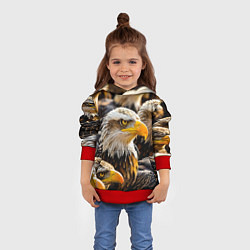Толстовка-худи детская Белоголовые орланы, цвет: 3D-красный — фото 2