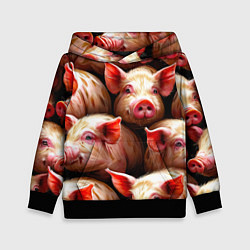 Толстовка-худи детская Поросята, цвет: 3D-черный