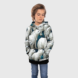Толстовка-худи детская Свора белых медведей, цвет: 3D-черный — фото 2