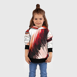 Толстовка-худи детская Чёрно-красные острые полосы на белом фоне, цвет: 3D-черный — фото 2
