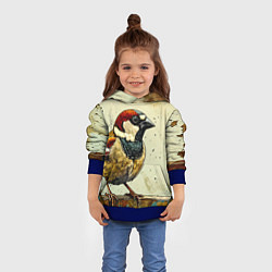 Толстовка-худи детская Воробушек, цвет: 3D-синий — фото 2