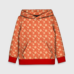 Толстовка-худи детская Кораллово-оранжевый геометричный паттерн, цвет: 3D-красный