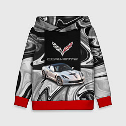 Толстовка-худи детская Chevrolet Corvette - motorsport racing team, цвет: 3D-красный