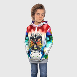 Толстовка-худи детская Веном присмотрелся к Морти - ядовитая слизь, цвет: 3D-меланж — фото 2