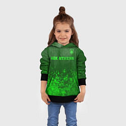 Толстовка-худи детская AEK Athens - green gradient посередине, цвет: 3D-черный — фото 2