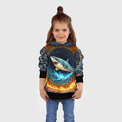 Толстовка-худи детская Акула в огненом колодце, цвет: 3D-черный — фото 2