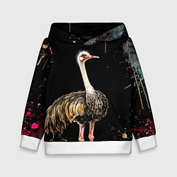 Толстовка-худи детская Страус, цвет: 3D-белый