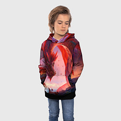 Толстовка-худи детская Дракон красный мифический, цвет: 3D-черный — фото 2
