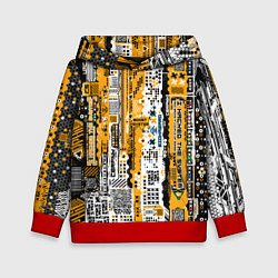 Толстовка-худи детская Cyberpunk pattern yellow, цвет: 3D-красный