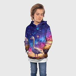 Толстовка-худи детская Гусь и космос, цвет: 3D-белый — фото 2