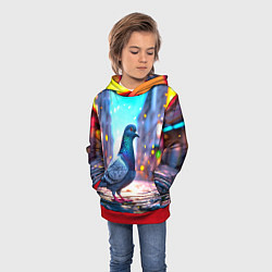 Толстовка-худи детская Городской голубь, цвет: 3D-красный — фото 2