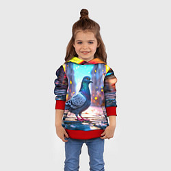 Толстовка-худи детская Городской голубь, цвет: 3D-красный — фото 2