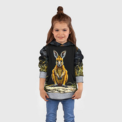 Толстовка-худи детская Кенгуру на черном, цвет: 3D-меланж — фото 2
