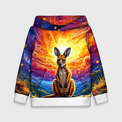 Толстовка-худи детская Кенгуру в космосе, цвет: 3D-белый