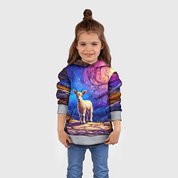 Толстовка-худи детская Козлик на звездом небе, цвет: 3D-меланж — фото 2