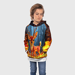 Толстовка-худи детская Олененок в огне, цвет: 3D-белый — фото 2