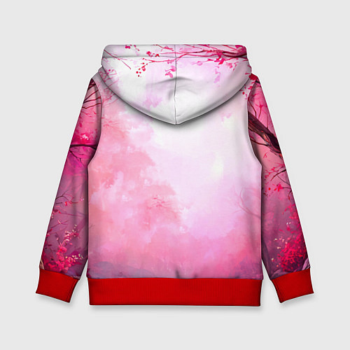 Детская толстовка Олень в розовом свете / 3D-Красный – фото 2