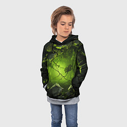Толстовка-худи детская Зеленые разбитые плиты, цвет: 3D-меланж — фото 2