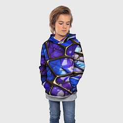 Толстовка-худи детская Синие и фиолетовые плиты, цвет: 3D-меланж — фото 2