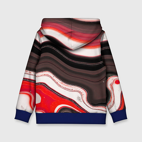 Детская толстовка Волнистые горизонтальные чёрно-красные полосы на б / 3D-Синий – фото 2