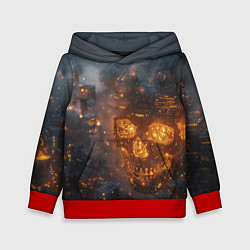 Толстовка-худи детская Череп - огонь, цвет: 3D-красный