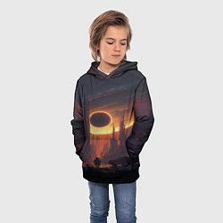 Толстовка-худи детская Космос - человек, цвет: 3D-черный — фото 2