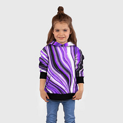 Толстовка-худи детская Волнистые вертикальные чёрно-фиолетовые полосы, цвет: 3D-черный — фото 2