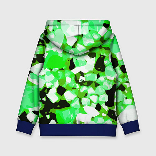 Детская толстовка Green and white abstraction on a black background / 3D-Синий – фото 2
