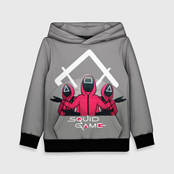 Толстовка-худи детская Персонажи из Игра в кальмара, цвет: 3D-черный