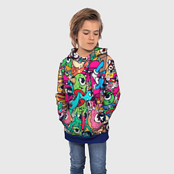 Толстовка-худи детская Color doodle monsters, цвет: 3D-синий — фото 2