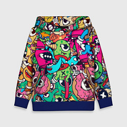 Толстовка-худи детская Color doodle monsters, цвет: 3D-синий