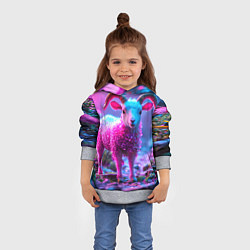 Толстовка-худи детская Козлик в розовом, цвет: 3D-меланж — фото 2